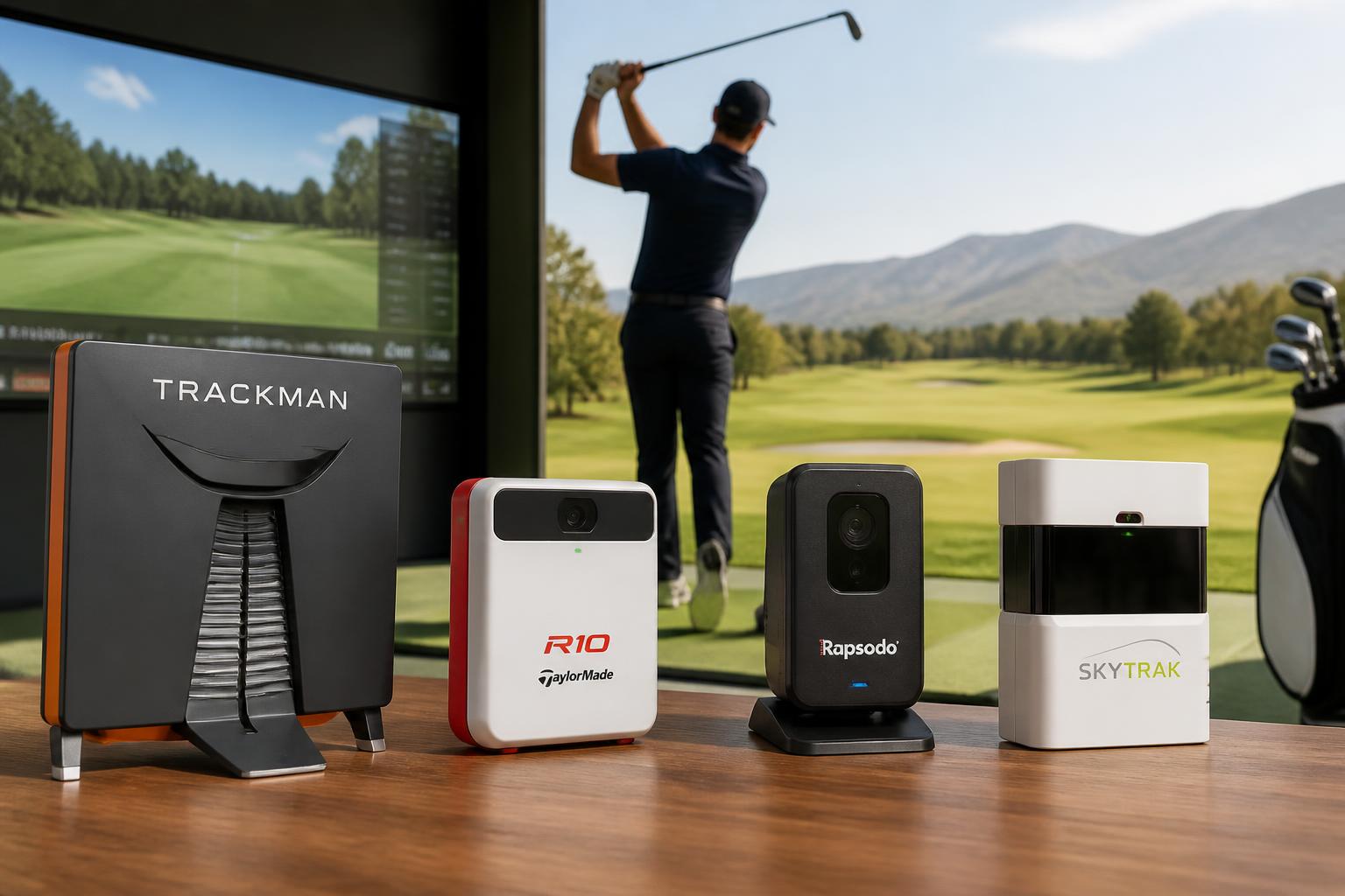 Featured image for article: Golf Launch Monitor Comparison Chart: TrackMan, R10, Rapsodo, SkyTrak